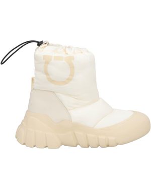 Ferragamo Ivory Ankle Boots Leather, Textile Fibres - White