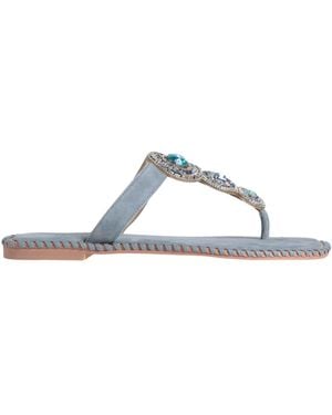 Alma En Pena. Thong Sandal Leather - Blue