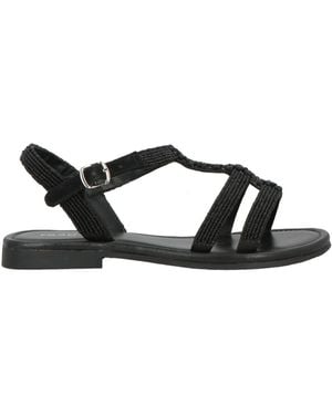 Frau Sandals Leather, Textile Fibers - Black