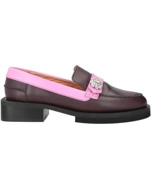 Ganni Burgundy Loafers Leather - Purple