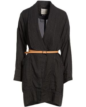ALESSIA SANTI Charcoal Overcoat & Trench Coat Linen - Black