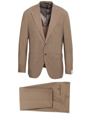 Caruso Khaki Suit Wool - Natural