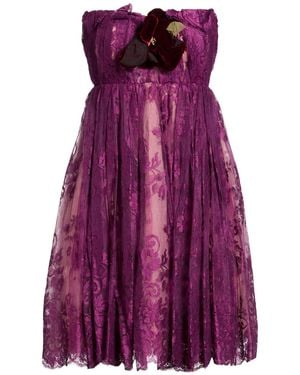 Dolce & Gabbana Plum Mini Dress Viscose, Polyamide, Silk - Purple