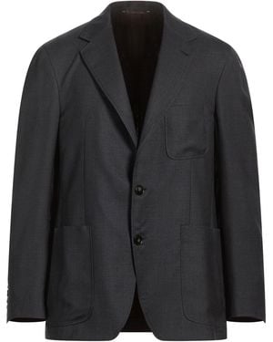 Canali Charcoal Blazer Wool, Silk - Black