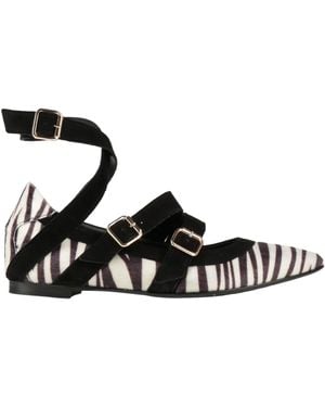 Elena Del Chio Ivory Ballet Flats Leather - Black
