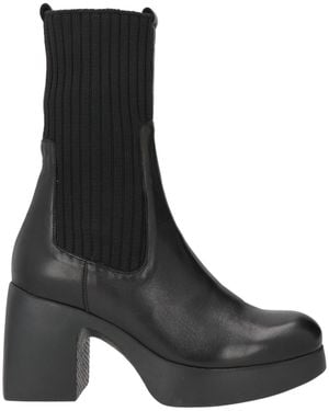 Wonders Ankle Boots Leather, Textile Fibers - Black