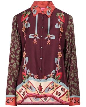 Franco Ferrari Burgundy Shirt Silk - Red