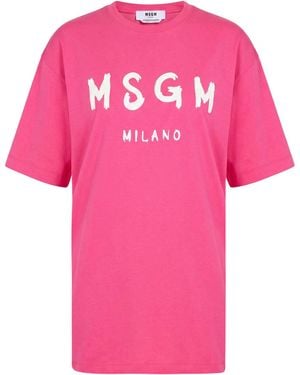 MSGM Fuchsia Mini Dress Cotton - Pink