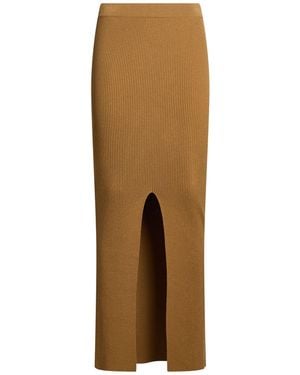 Kontatto Camel Maxi Skirt Viscose, Acrylic, Elastane - Natural