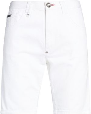Philipp Plein Short En Jean - Blanc