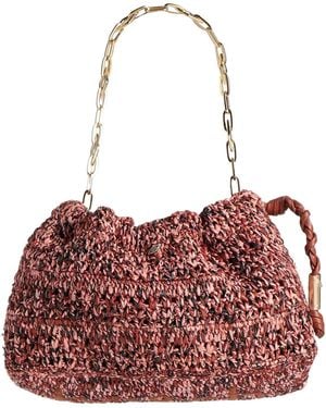 Ba&sh Handbag Natural Raffia, Cow Leather - Red