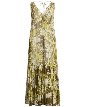Max Mara Military Maxi Dress Cotton, Silk - Metallic