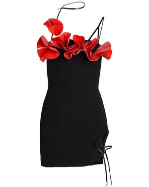 David Koma Mini Dress Virgin Wool, Leather - Red