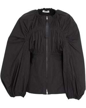 Jil Sander Shirt Cotton, Ovine Leather - Black