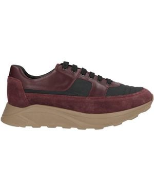 Cerruti 1881 Burgundy Sneakers Calfskin, Polyester - Brown