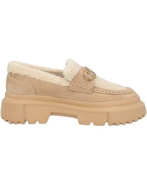 Hogan Sand Loafers Leather, Textile Fibres - Natural
