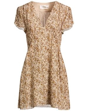 Celine Khaki Mini Dress Metallic Polyester, Viscose - Natural