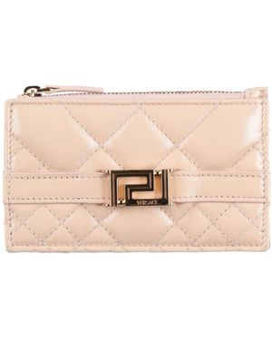 Versace Quilted Leather Cardholder Wallet - Natural