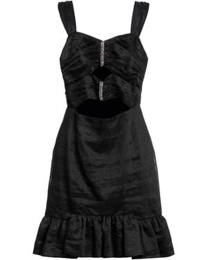 Sandro Crystal-embellished Cutout Linen-blend Mini Dress - Black