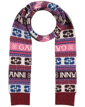 Ganni Scarf Wool, Recycled Wool, Recycled Polyamide - Red