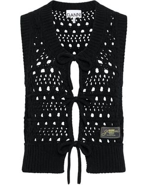 Ganni Cardigan Recycled Cotton, Recycled Polyester - Black