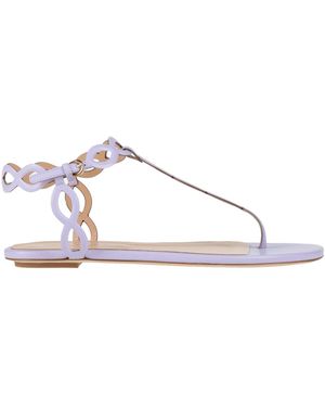 Sergio Rossi Lilac Thong Sandal Leather - Purple