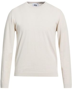 Alpha Studio Charcoal Jumper Cotton, Polyester - White