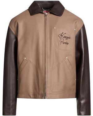 KENZO Jacket Virgin Wool, Polyamide, Cow Leather - Brown