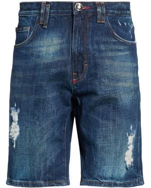 Philipp Plein Short En Jean - Bleu