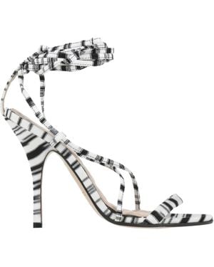 Missoni Woven Lace-Up Spiked Sandals - White