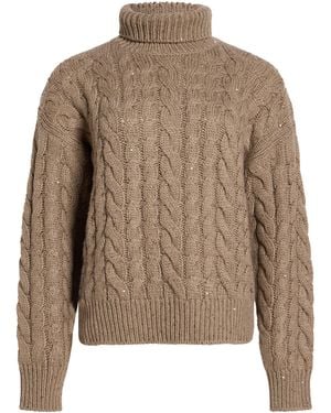 Brunello Cucinelli Turtleneck Cashmere, Silk - Brown