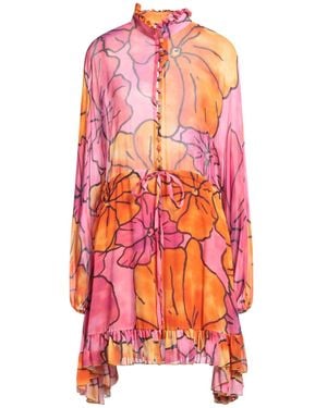 Pink Memories Fuchsia Mini Dress Viscose - White