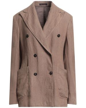 The Gigi Khaki Blazer Linen, Cotton - Brown