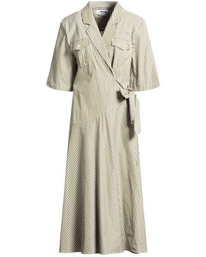 MSGM Khaki Midi Dress Cotton - Natural