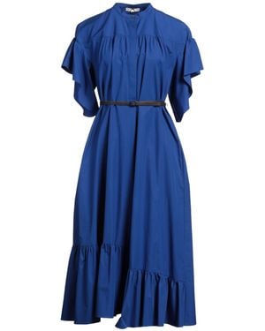 Mantu Midi Dress Cotton, Cow Leather - Blue