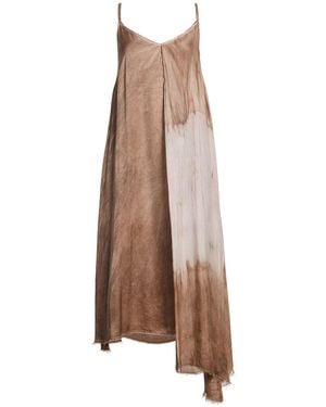 SANCTAMUERTE Camel Midi Dress Rayon, Viscose - Natural