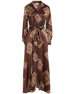 Momoní Chocolate Maxi Dress Silk, Elastane - Brown