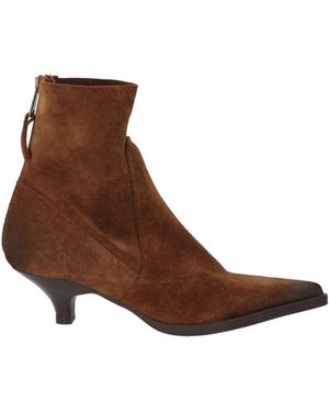 Elena Iachi Tan Ankle Boots Leather - Brown