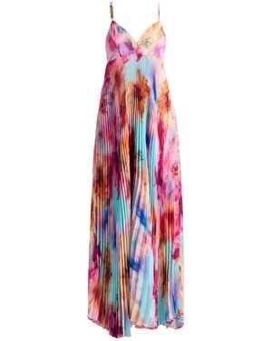 MILVA MI Fuchsia Maxi Dress Acetate, Elastane - White
