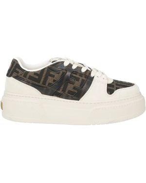 Fendi Dark Sneakers Leather, Textile Fibers - Brown