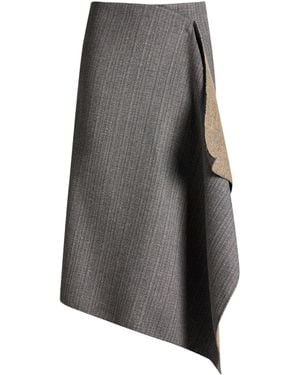 Ami Paris Midi Skirt Virgin Wool, Polyamide, Wool, Silk, Polyester - Grey