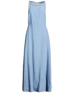 120% Lino Maxi Dress Linen - Blue