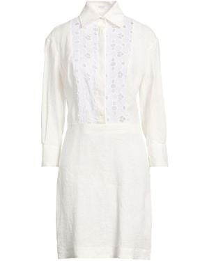 Barba Napoli Mini Dress Linen - White