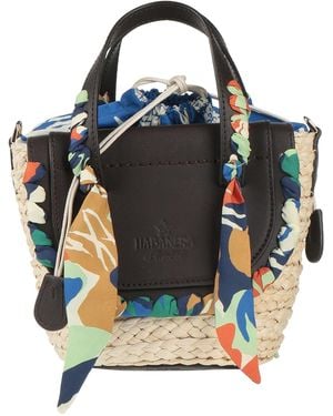 Mantero 1902 X Cuba Lab -- Handbag Natural Raffia, Leather - Blue