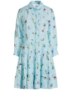 120% Lino Sky Mini Dress Linen - Blue
