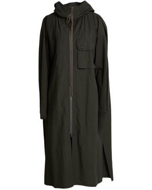 Y's Yohji Yamamoto Military Overcoat & Trench Coat Cotton, Linen - Black