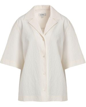 COS Ivory Shirt Cotton, Elastane - White