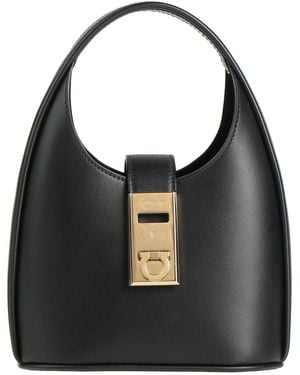 Ferragamo S.Hobo Mini -- Handbag Calfskin, Kidskin - Black