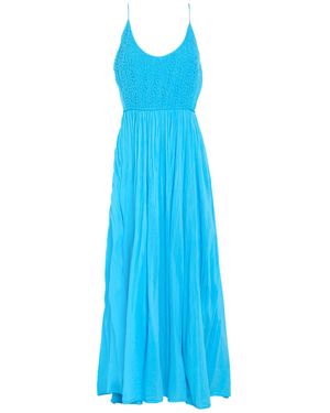 Rebel Queen Azure Maxi Dress Cotton, Silk - Blue