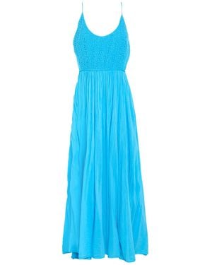 Rebel Queen Azure Maxi Dress Cotton, Silk - Blue
